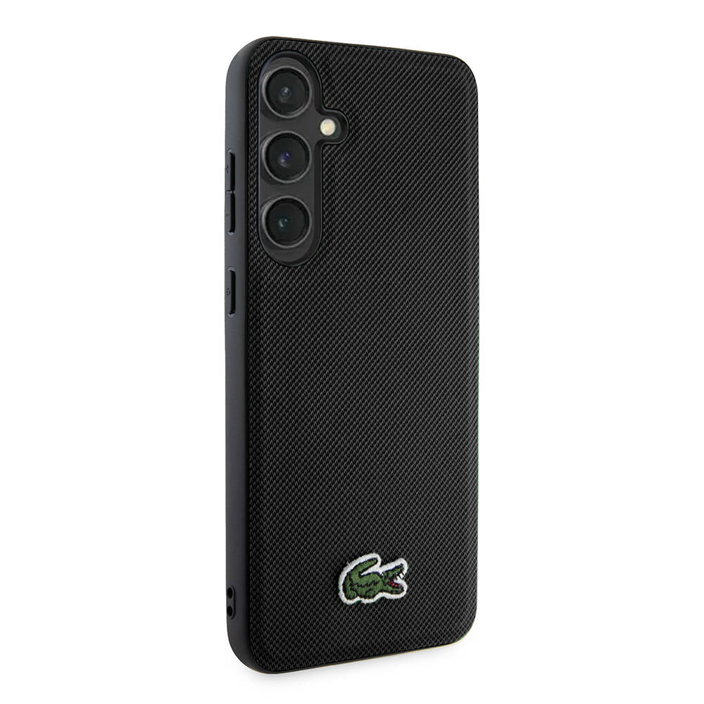 Lacoste Galaxy S24 Orjinal Lisanslı PU Pike Desenli Arka Yüzey İkonik Timsah Dokuma Logolu Kılıf
