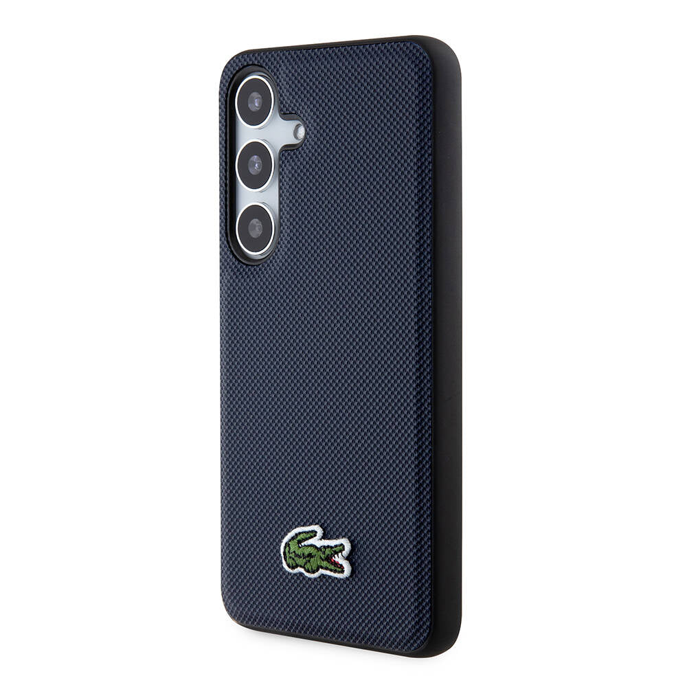 Lacoste Galaxy S24 Orjinal Lisanslı PU Pike Desenli Arka Yüzey İkonik Timsah Dokuma Logolu Kılıf