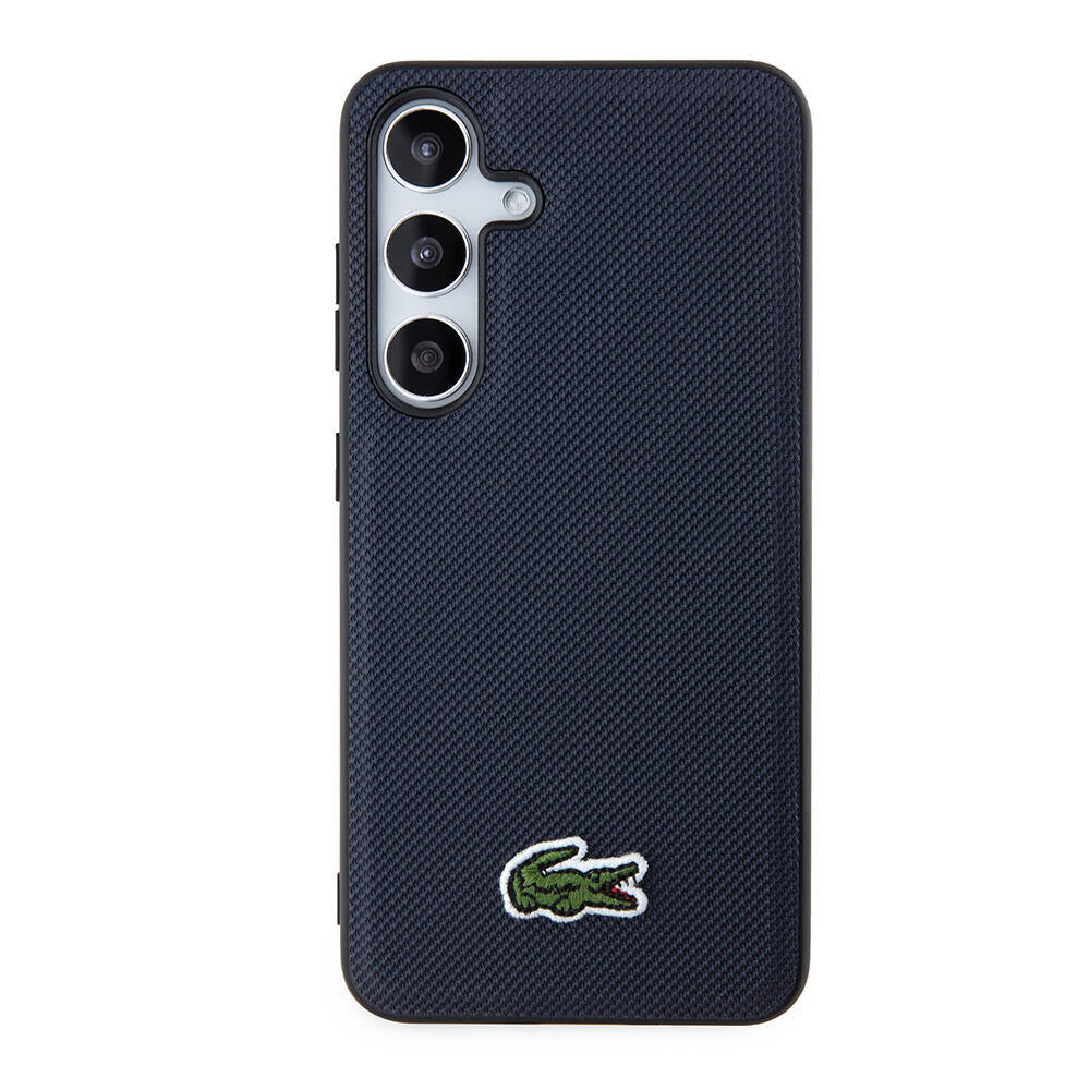 Lacoste Galaxy S24 Orjinal Lisanslı PU Pike Desenli Arka Yüzey İkonik Timsah Dokuma Logolu Kılıf