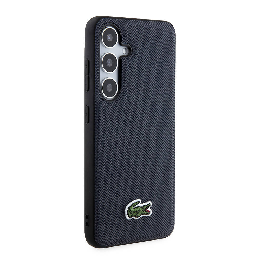 Lacoste Galaxy S24 Orjinal Lisanslı PU Pike Desenli Arka Yüzey İkonik Timsah Dokuma Logolu Kılıf