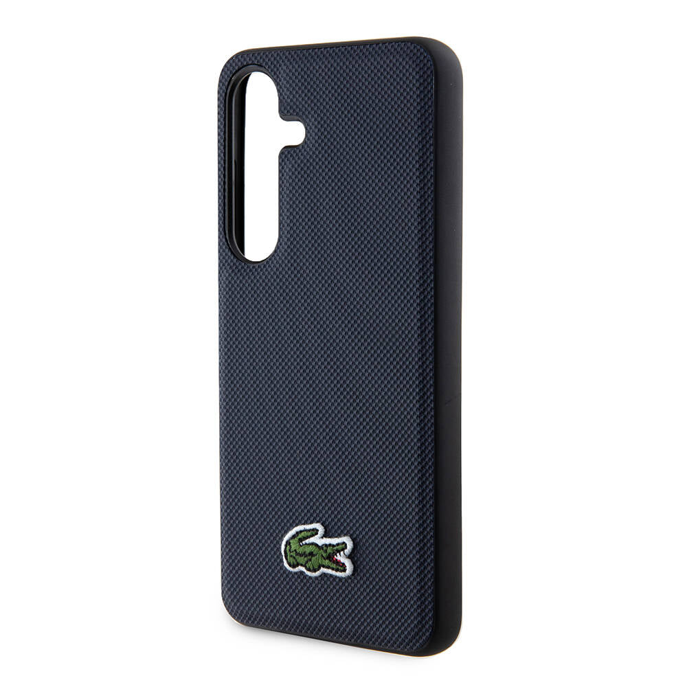 Lacoste Galaxy S24 Orjinal Lisanslı PU Pike Desenli Arka Yüzey İkonik Timsah Dokuma Logolu Kılıf