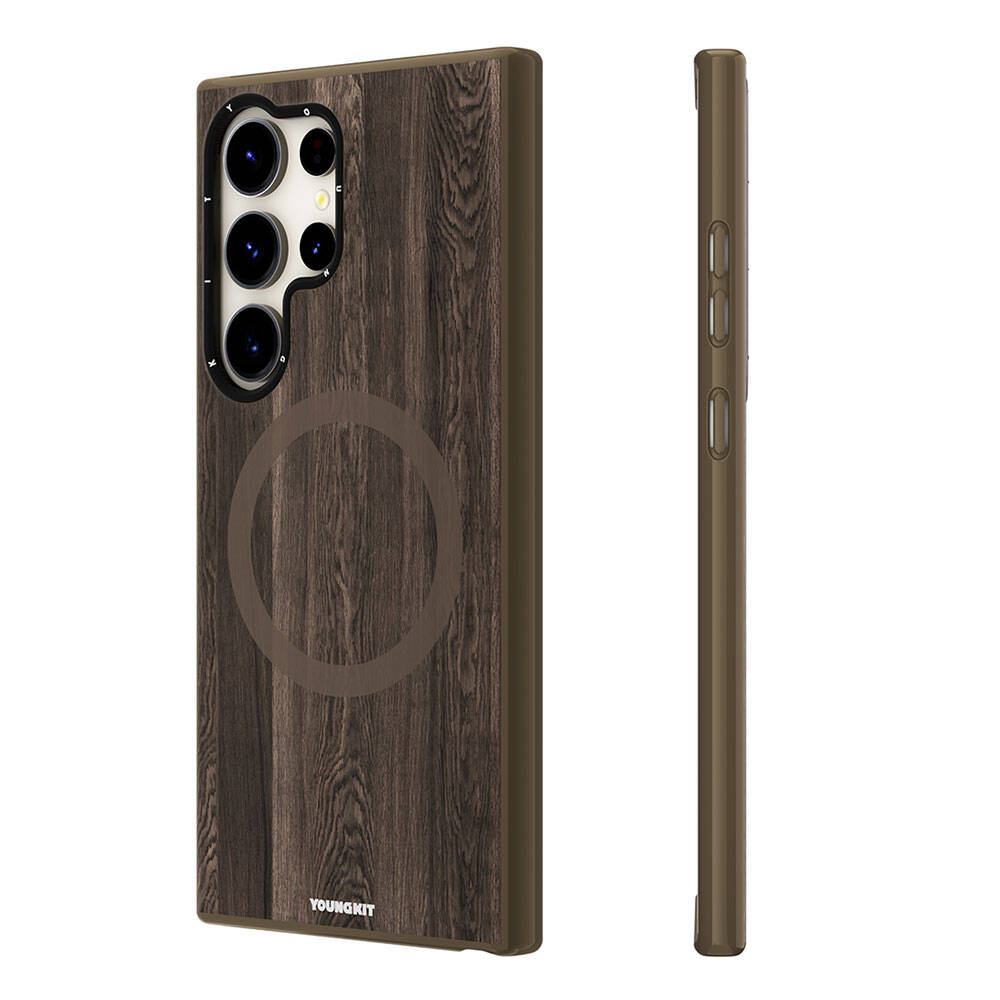 Youngkit Wood Forest Serisi Galaxy S24 Ultra Magsafe Şarj Özellikli Sararmaya Dayanıklı Telefon Kılıfı - 6