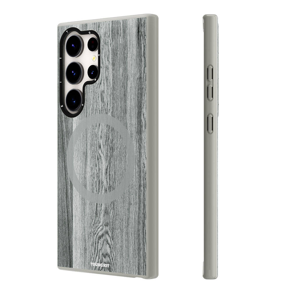 Youngkit Wood Forest Serisi Galaxy S24 Ultra Magsafe Şarj Özellikli Sararmaya Dayanıklı Telefon Kılıfı - 3
