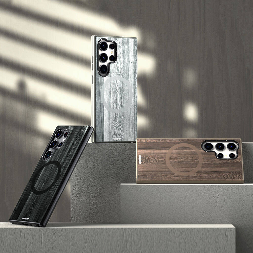 Youngkit Wood Forest Serisi Galaxy S24 Ultra Magsafe Şarj Özellikli Sararmaya Dayanıklı Telefon Kılıfı - 10