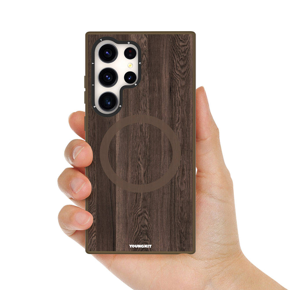 Youngkit Wood Forest Serisi Galaxy S24 Ultra Magsafe Şarj Özellikli Sararmaya Dayanıklı Telefon Kılıfı - 8