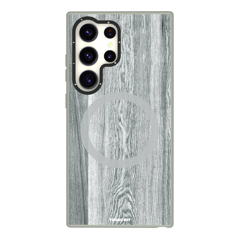Youngkit Wood Forest Serisi Galaxy S24 Ultra Magsafe Şarj Özellikli Sararmaya Dayanıklı Telefon Kılıfı - 4