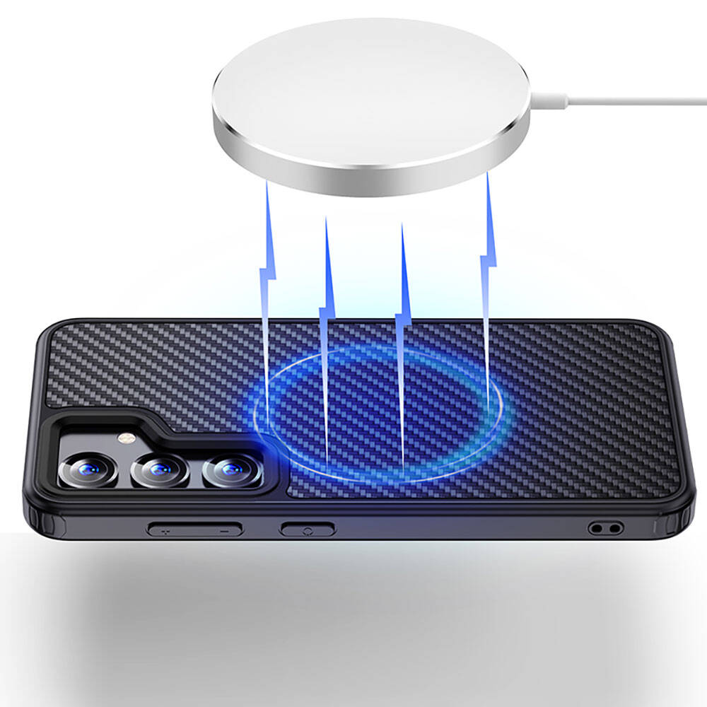Wlons Radison Galaxy S24 Plus Aramid Karbon Fiber M-safe Özellikli Telefon Kılıfı
