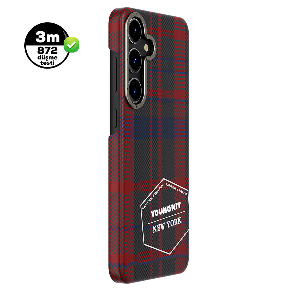 Youngkit Gezhi Serisi Galaxy S24 Plus Ekose Desenli Telefon Kılıfı - 5