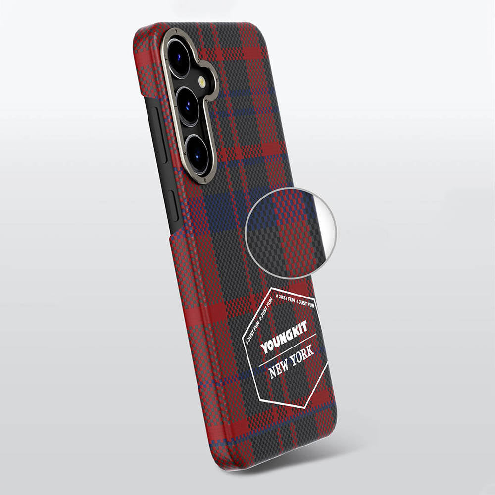 Youngkit Gezhi Serisi Galaxy S24 Plus Ekose Desenli Telefon Kılıfı - 6