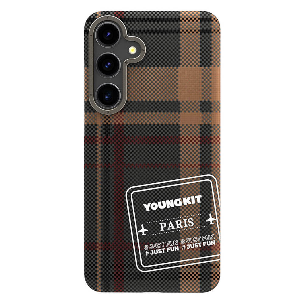 Youngkit Gezhi Serisi Galaxy S24 Plus Ekose Desenli Telefon Kılıfı - 9