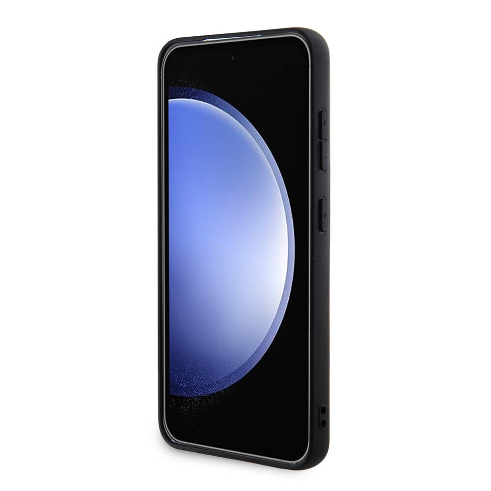 Guess Galaxy S24 Plus Orjinal Lisanslı PU Deri Yazı ve 4G Metal Logolu Desenli Kılıf