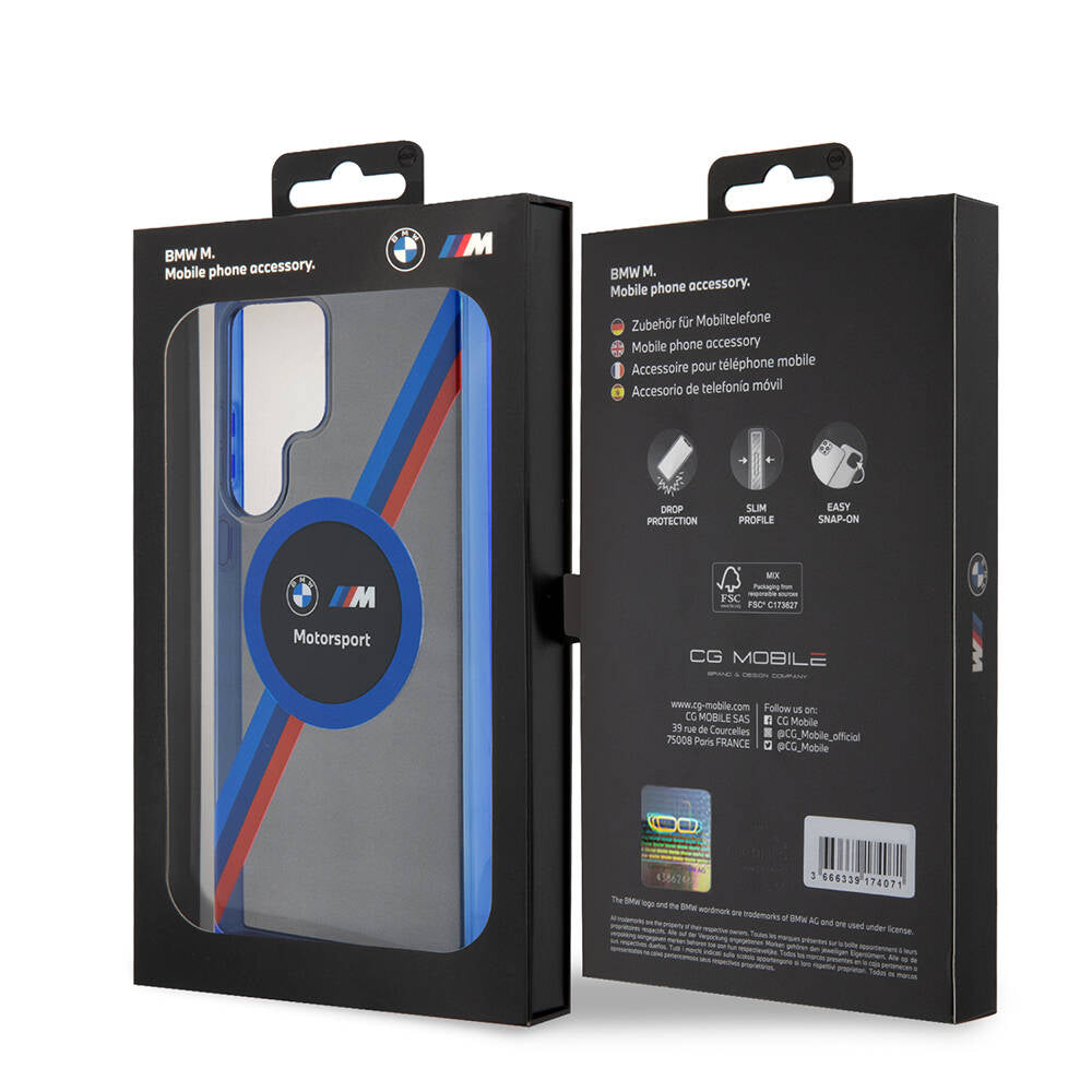 BMW Galaxy S24 Ultra Orjinal Lisanslı M Logolu Üç Renk Çizgili Motorsport Circle Kılıf