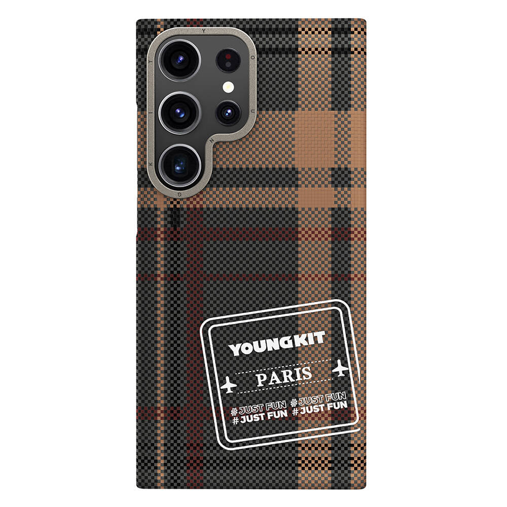 Youngkit Gezhi Serisi Galaxy S24 Ultra Kılıf Ekose Desenli Telefon Kılıfı - 2