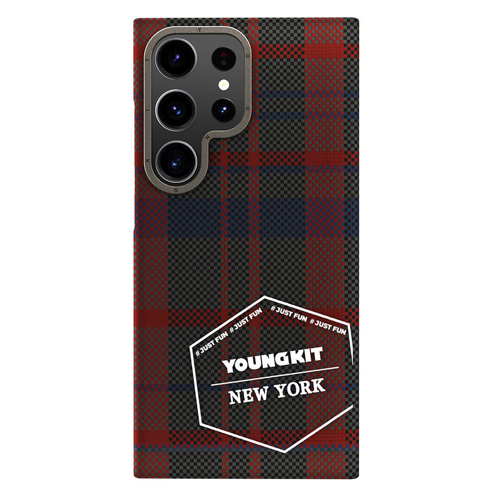 Youngkit Gezhi Serisi Galaxy S24 Ultra Kılıf Ekose Desenli Telefon Kılıfı - 8