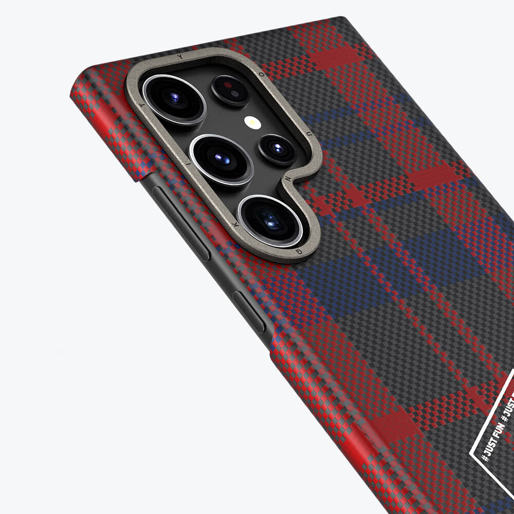 Youngkit Gezhi Serisi Galaxy S24 Ultra Kılıf Ekose Desenli Telefon Kılıfı - 5