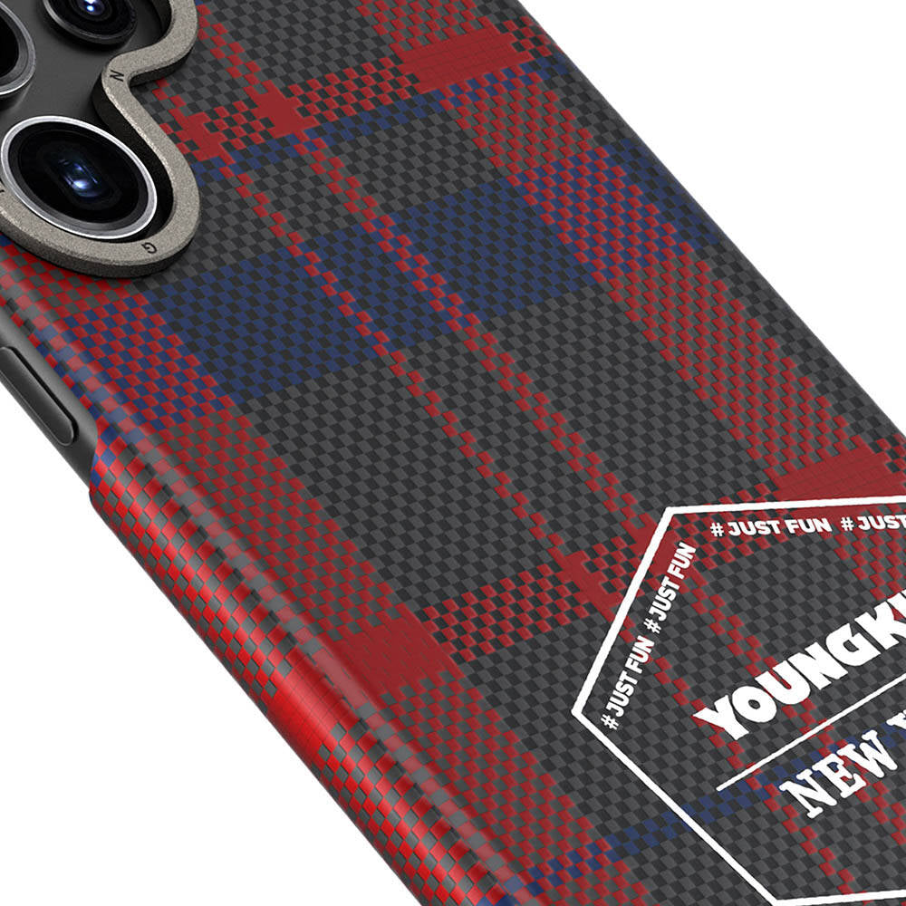 Youngkit Gezhi Serisi Galaxy S24 Ultra Kılıf Ekose Desenli Telefon Kılıfı - 7
