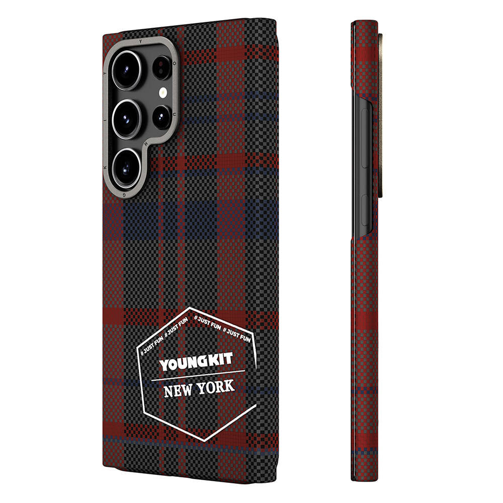 Youngkit Gezhi Serisi Galaxy S24 Ultra Kılıf Ekose Desenli Telefon Kılıfı - 6