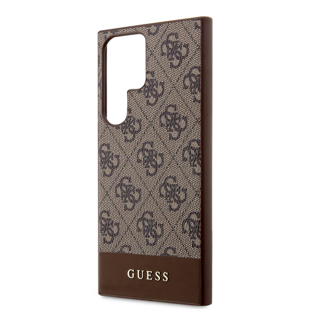 Guess Galaxy S24 Ultra Orjinal Lisanslı PU Deri Şerit Logo Dizaynlı Kılıf