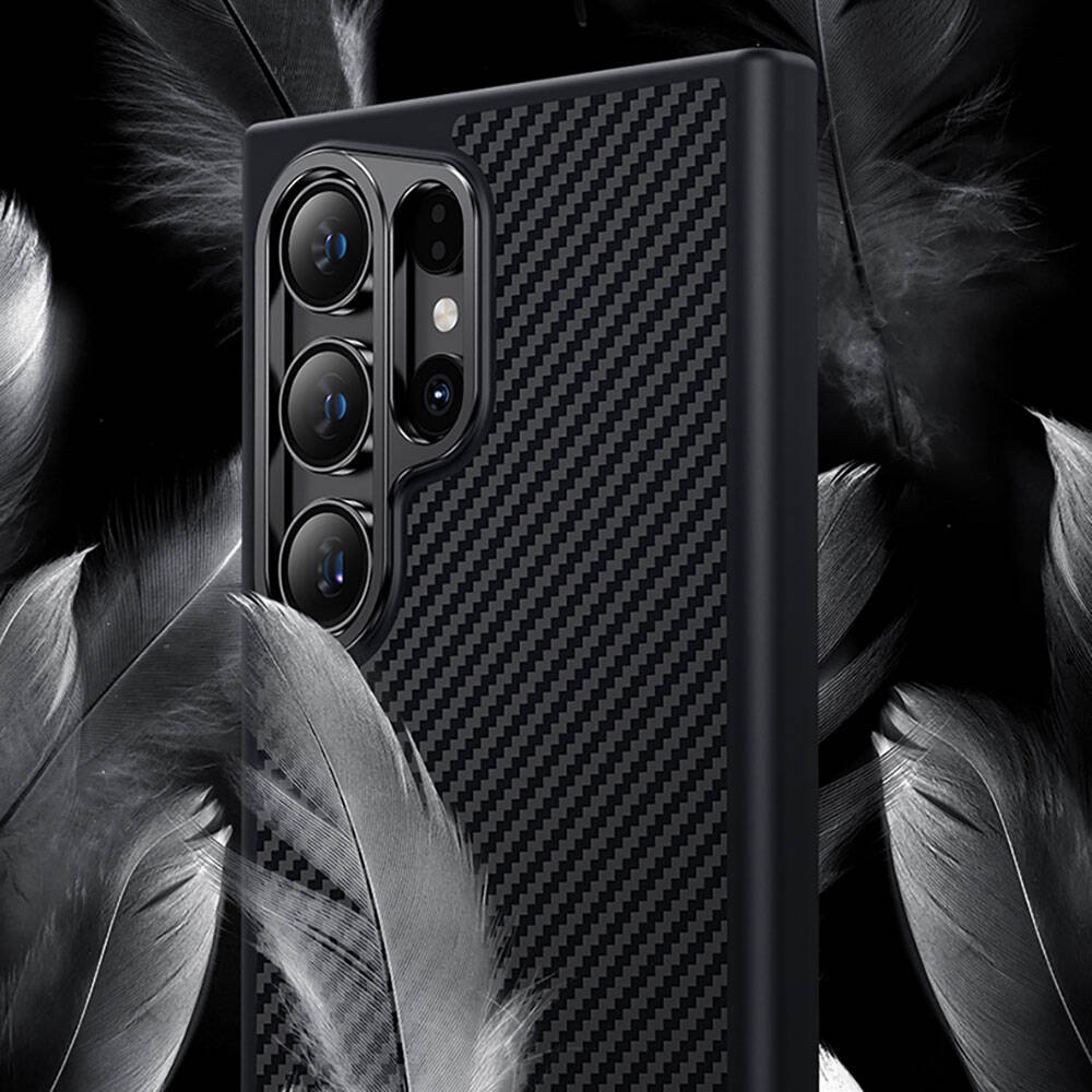 Benks Hybrid ArmorPro 600D Galaxy S24 Ultra Karbon Fiber M-safe Şarj Özellikli Kevlar Kılıf