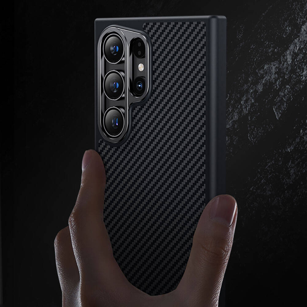 Benks Hybrid ArmorPro 600D Galaxy S24 Ultra Karbon Fiber M-safe Şarj Özellikli Kevlar Kılıf