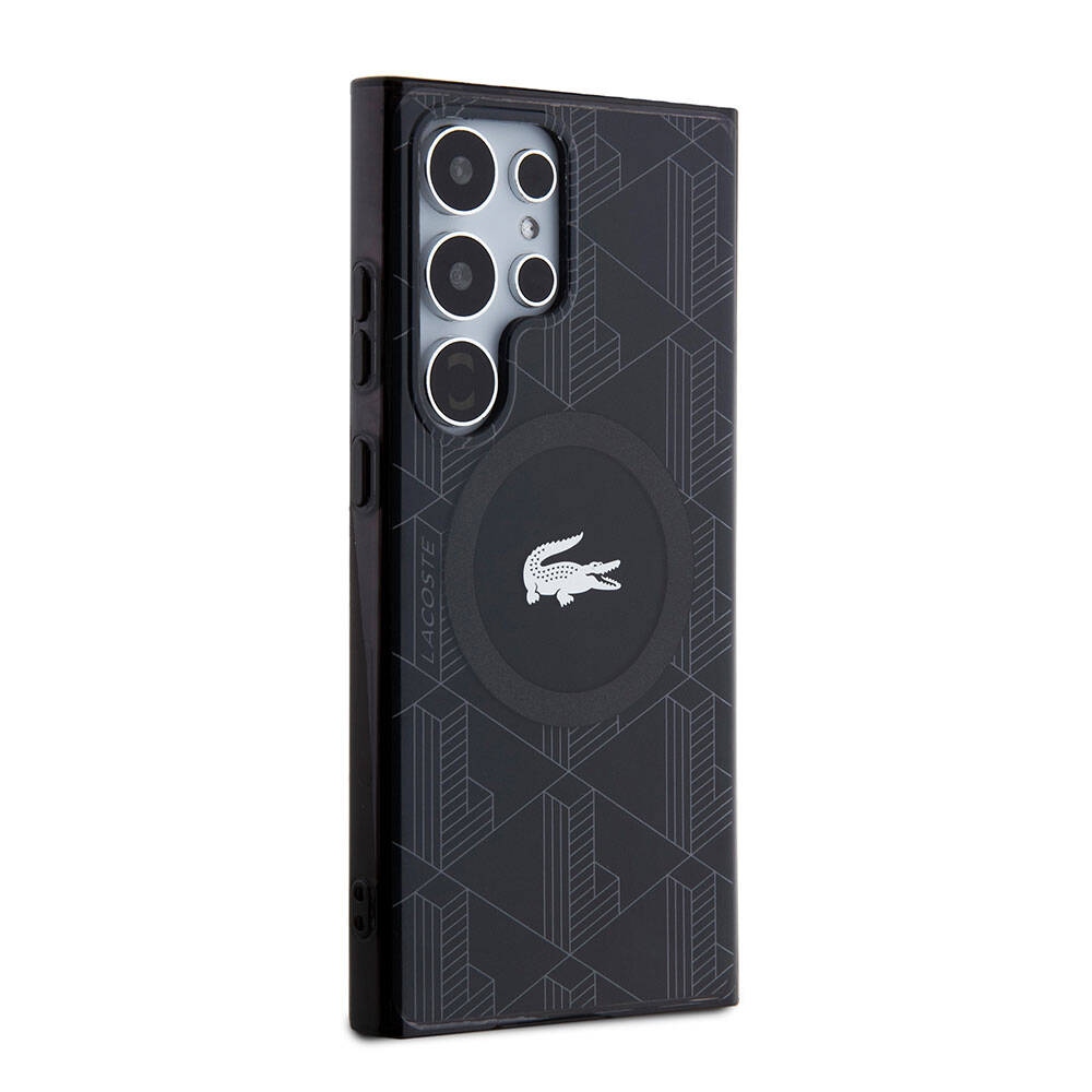 Galaxy S24 Ultra Kılıf Lacoste Orjinal Lisanslı M-safe Şarj Özellikli Çift Katmanlı Timsah Logolu Blend Monogram Kılıf