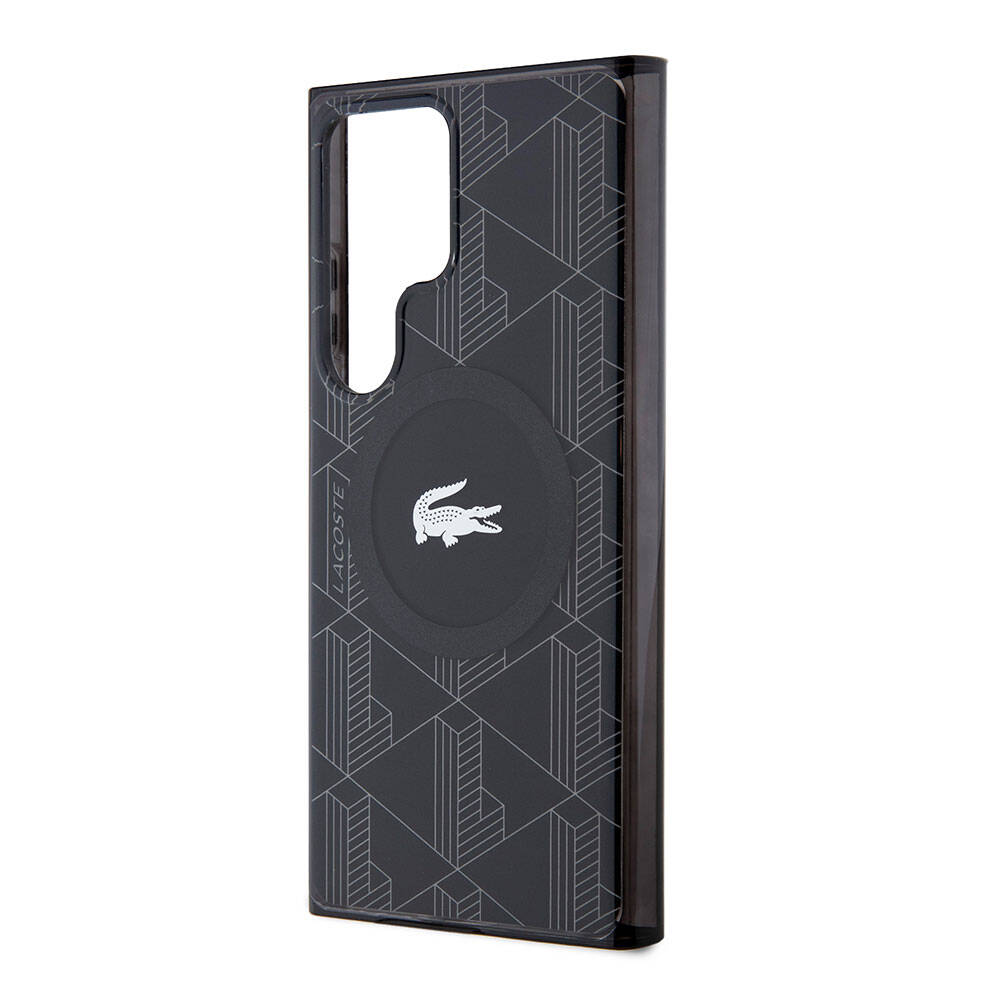 Galaxy S24 Ultra Kılıf Lacoste Orjinal Lisanslı M-safe Şarj Özellikli Çift Katmanlı Timsah Logolu Blend Monogram Kılıf