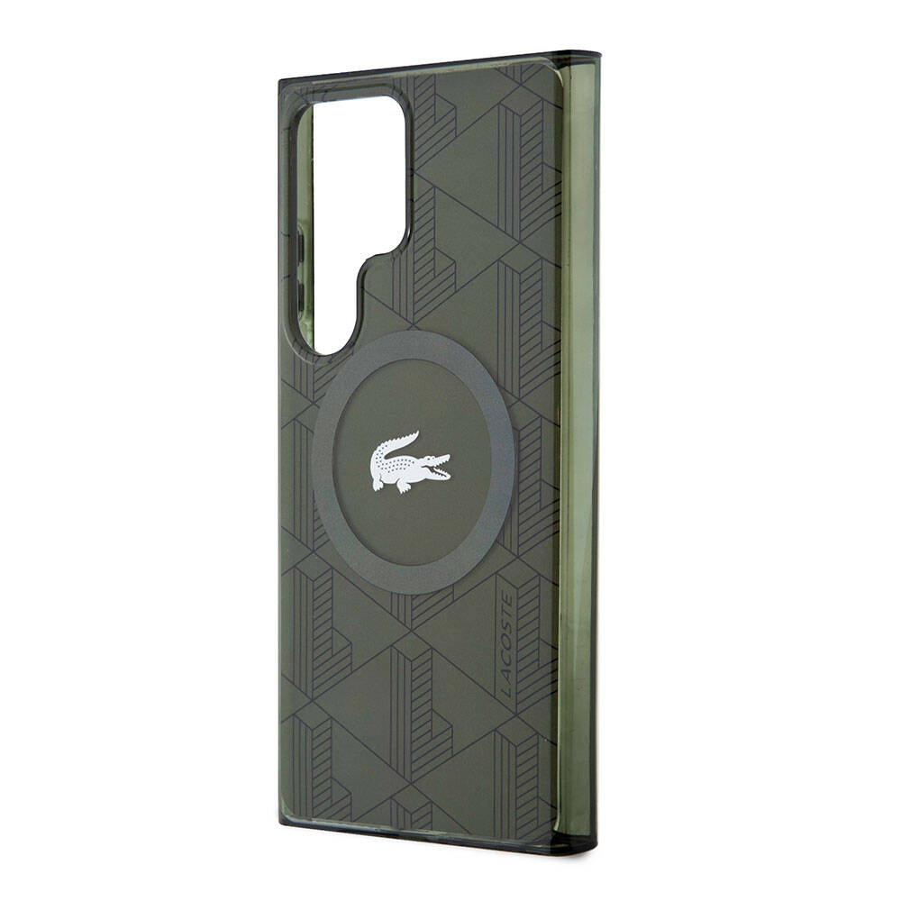 Galaxy S24 Ultra Kılıf Lacoste Orjinal Lisanslı M-safe Şarj Özellikli Çift Katmanlı Timsah Logolu Blend Monogram Kılıf