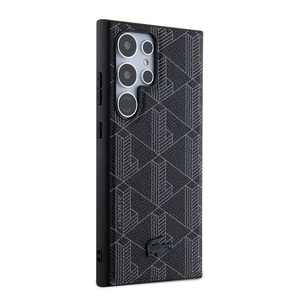 Lacoste Galaxy S24 Ultra Orjinal Lisanslı PU Deri Görünümlü Karışık Monogram Desenli Masafe Kılıf