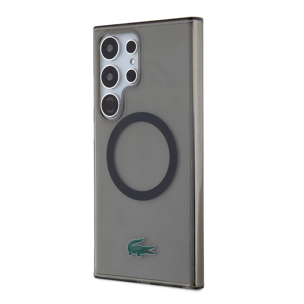 Lacoste Galaxy S24 Ultra Orjinal Lisanslı M-safe Şarj Özellikli Transparan Timsah Logo Baskılı Kılıf