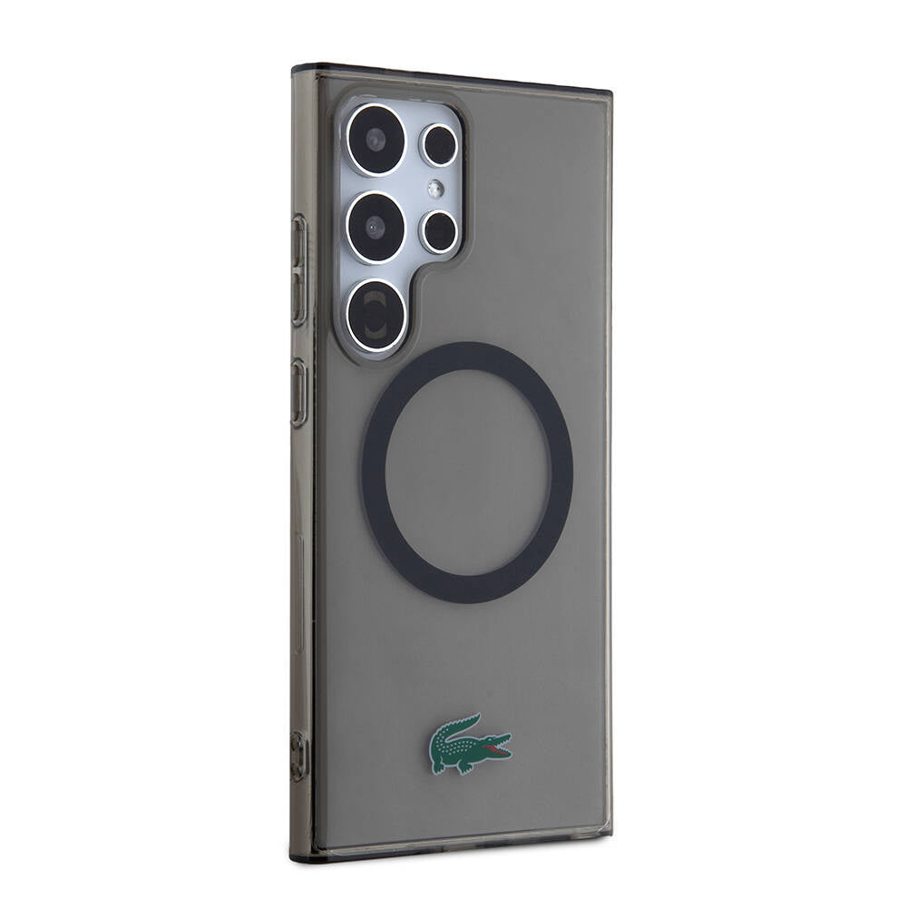 Lacoste Galaxy S24 Ultra Orjinal Lisanslı M-safe Şarj Özellikli Transparan Timsah Logo Baskılı Kılıf