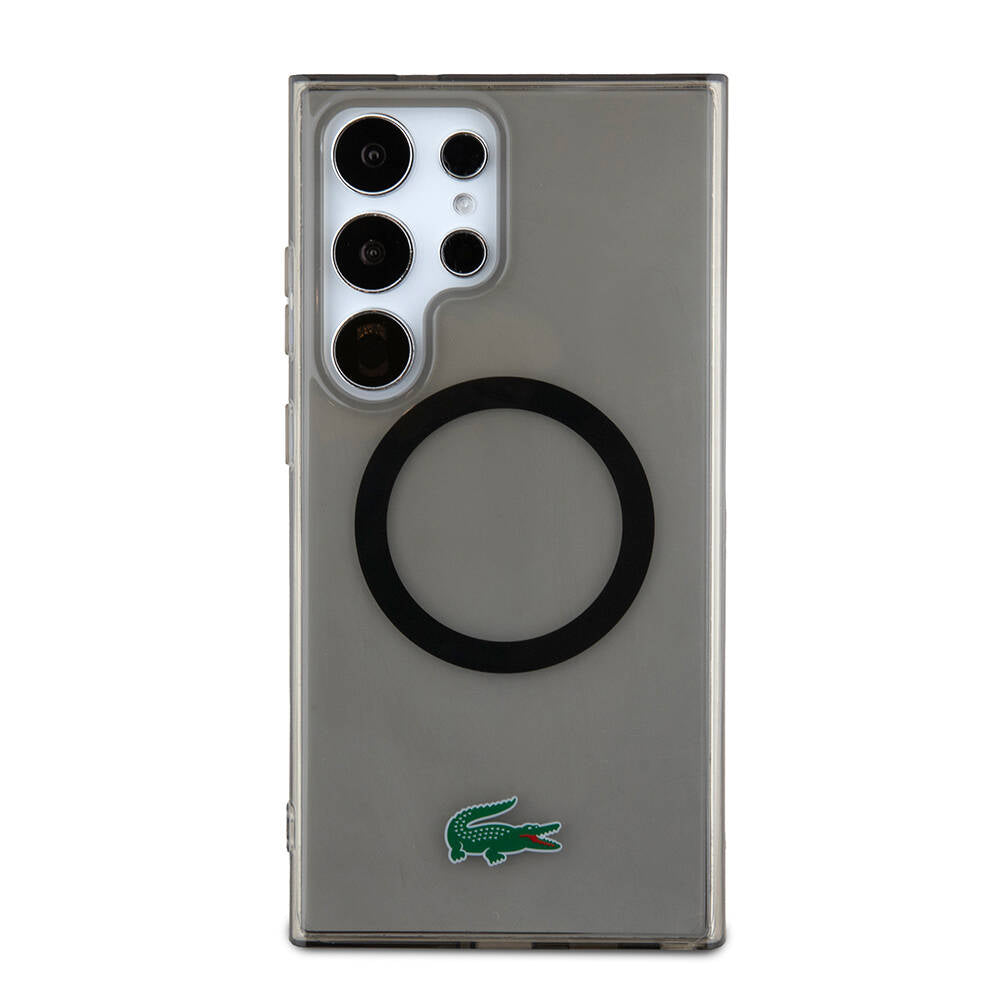 Lacoste Galaxy S24 Ultra Orjinal Lisanslı M-safe Şarj Özellikli Transparan Timsah Logo Baskılı Kılıf