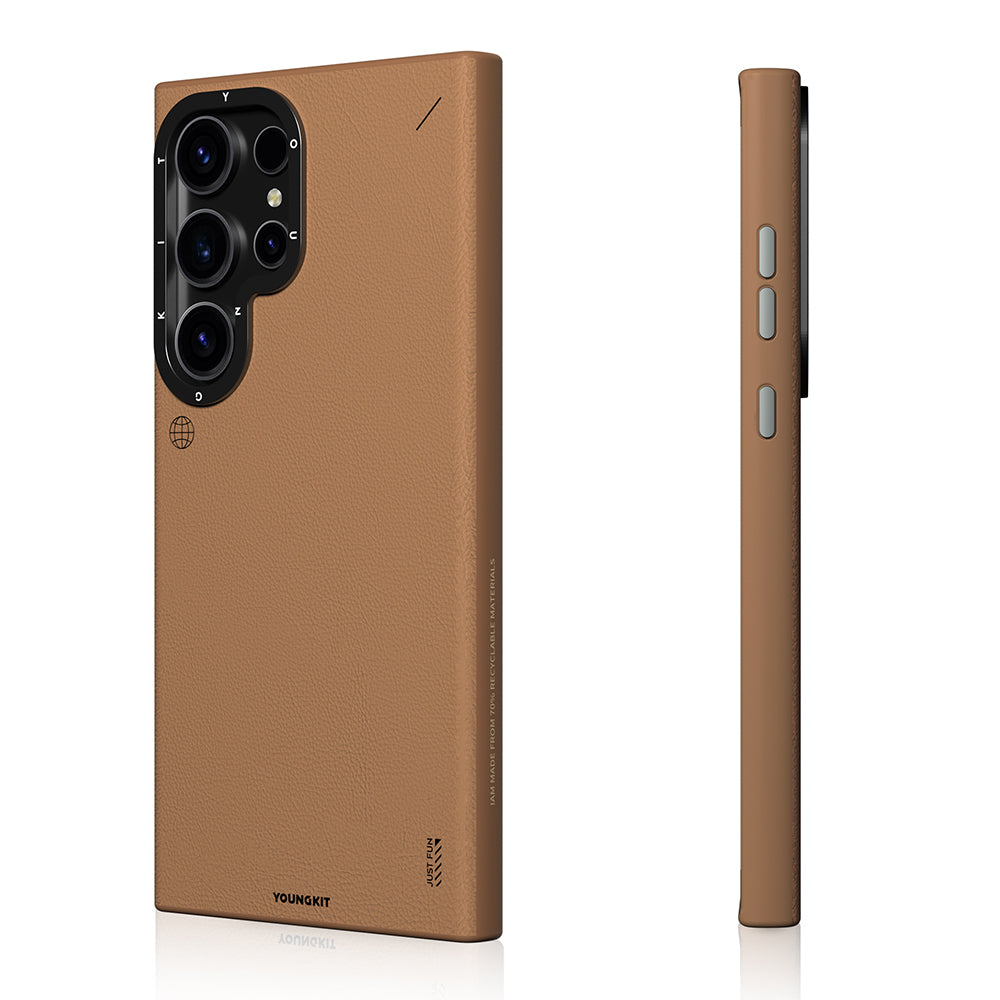 Youngkit Tech Fashion Serisi Galaxy S24 Ultra Basit Mat Deri Desenli M-safe Kılıf