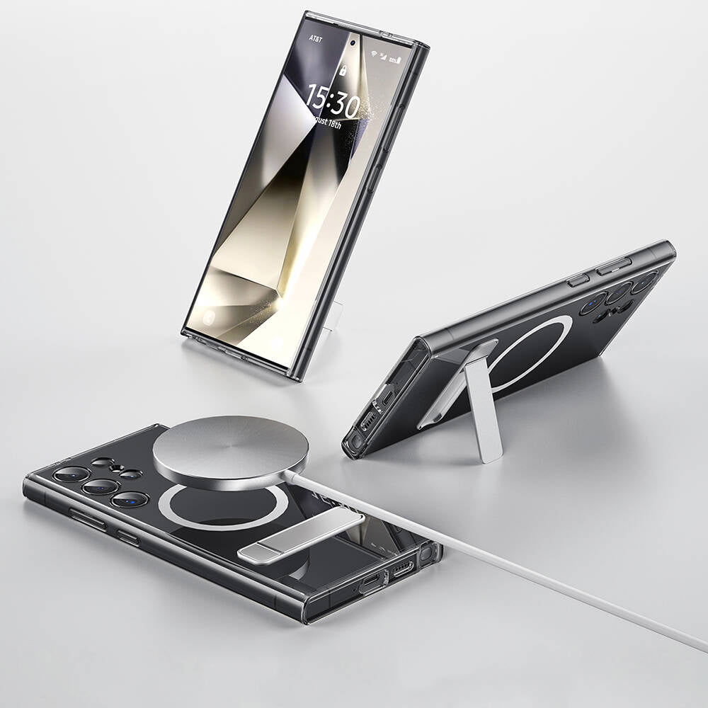 Wiwu KCC-025 Aurora Serisi Galaxy S24 Ultra M-safe Şarj Özellikli Kamera Korumalı Standlı Kılıf