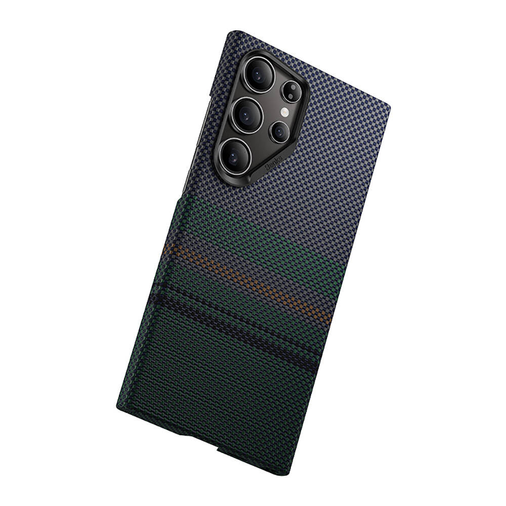 Benks Aurora ArmorAir Galaxy S24 Ultra M-safe Şarj Özellikli Karbon Fiber Tasarımlı Kevlar Kılıf