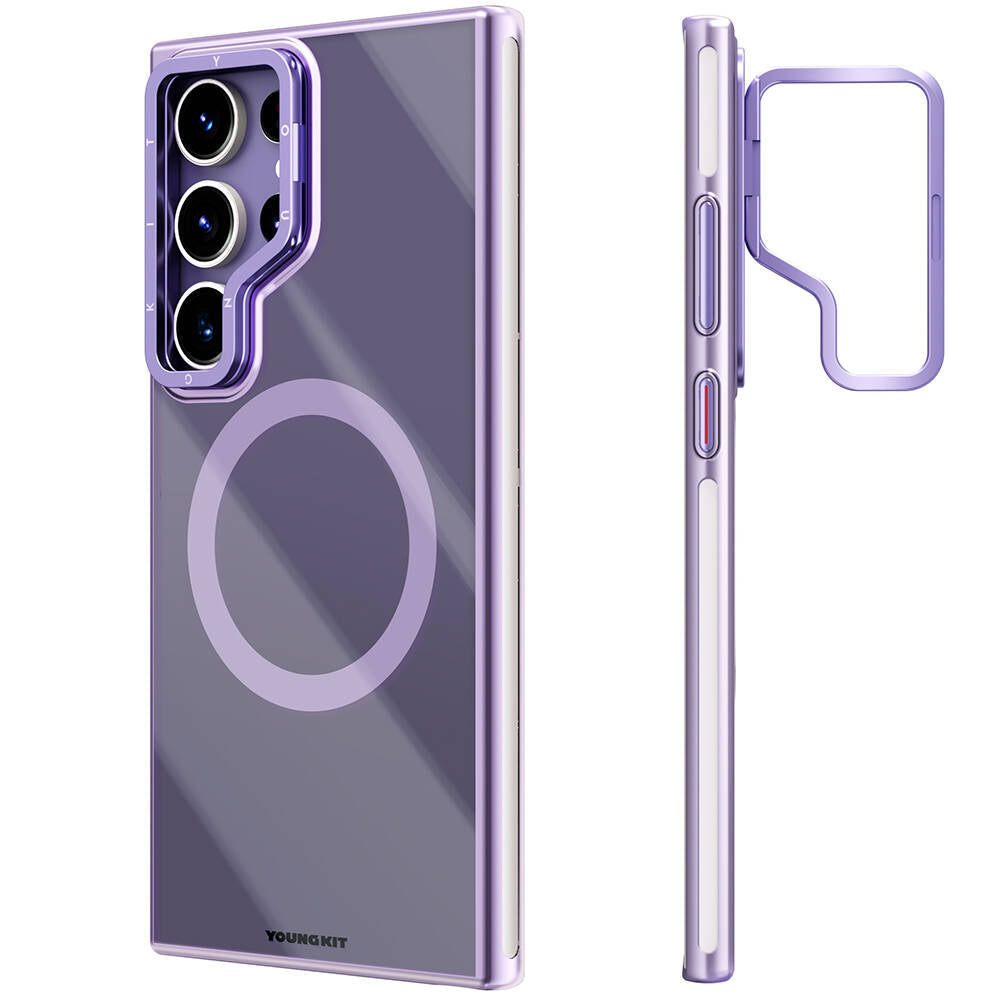 Youngkit Crystal Grid Galaxy S24 Ultra Magsafe Şarj Özellikli Sararma Önleyici Telefon Kılıfı - 8