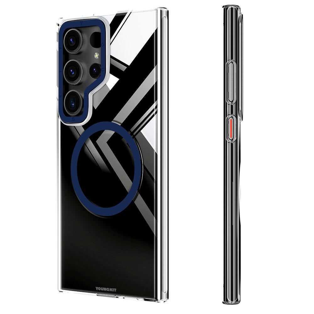 Youngkit Clear Crystal Serisi Galaxy S24 Ultra M-safe Şarj Özellikli Sararmaya Karşı Dayanıklı Kılıf