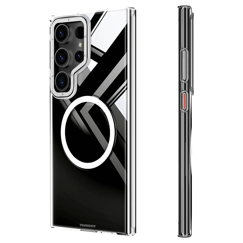Youngkit Clear Crystal Serisi Galaxy S24 Ultra M-safe Şarj Özellikli Sararmaya Karşı Dayanıklı Kılıf