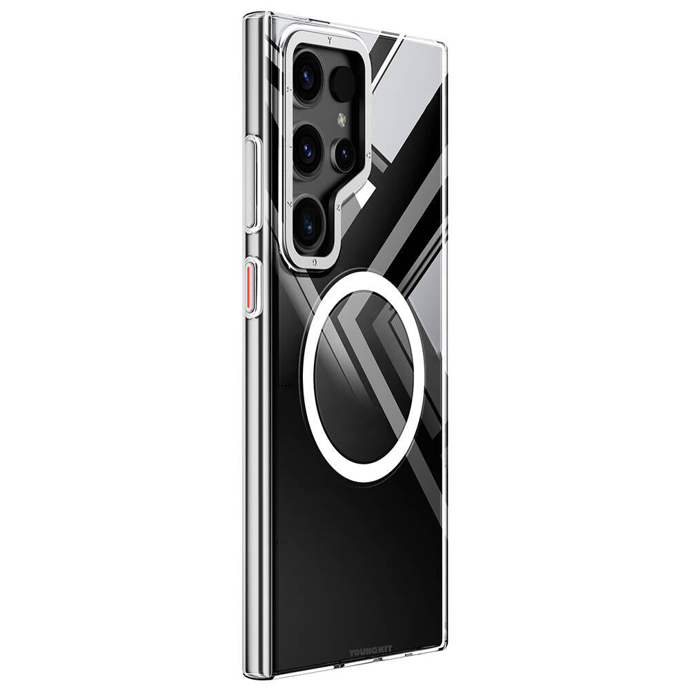 Youngkit Clear Crystal Serisi Galaxy S24 Ultra M-safe Şarj Özellikli Sararmaya Karşı Dayanıklı Kılıf