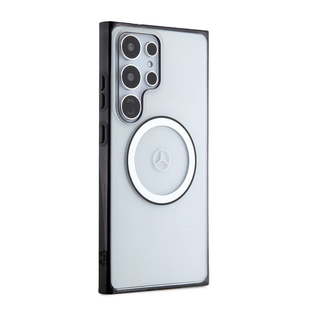 Mercedes Benz Galaxy S24 Ultra Orjinal Lisanslı M-safe Şarj Özellikli PC TPU Transparan Black Ring Kılıf