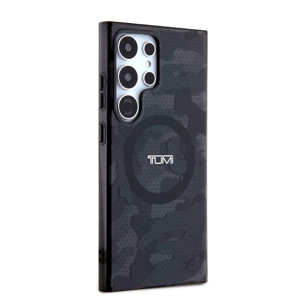TUMI Galaxy S24 Ultra Orjinal Lisanslı M-safe Şarj Özellikli Buzlanmış Saydam Ağ Kamuflajı Desenli Kılıf