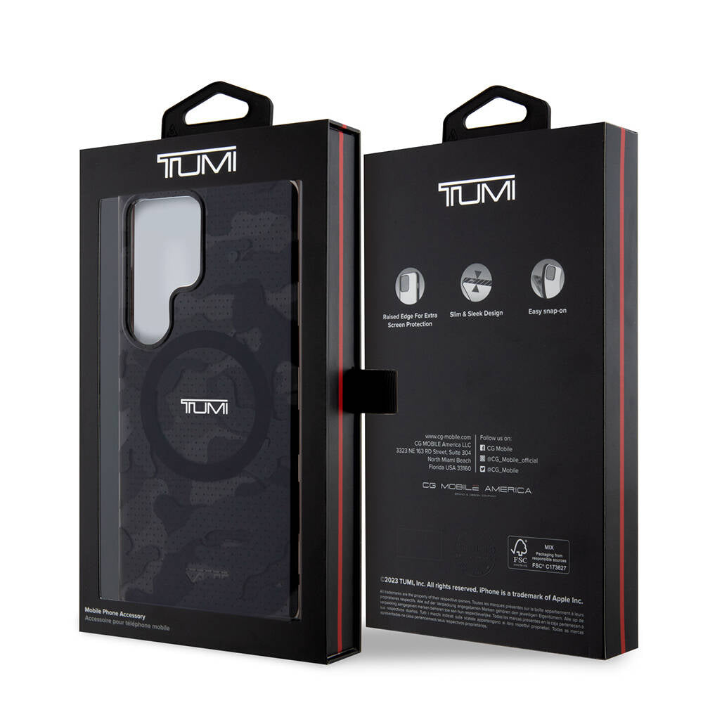 TUMI Galaxy S24 Ultra Orjinal Lisanslı M-safe Şarj Özellikli Buzlanmış Saydam Ağ Kamuflajı Desenli Kılıf