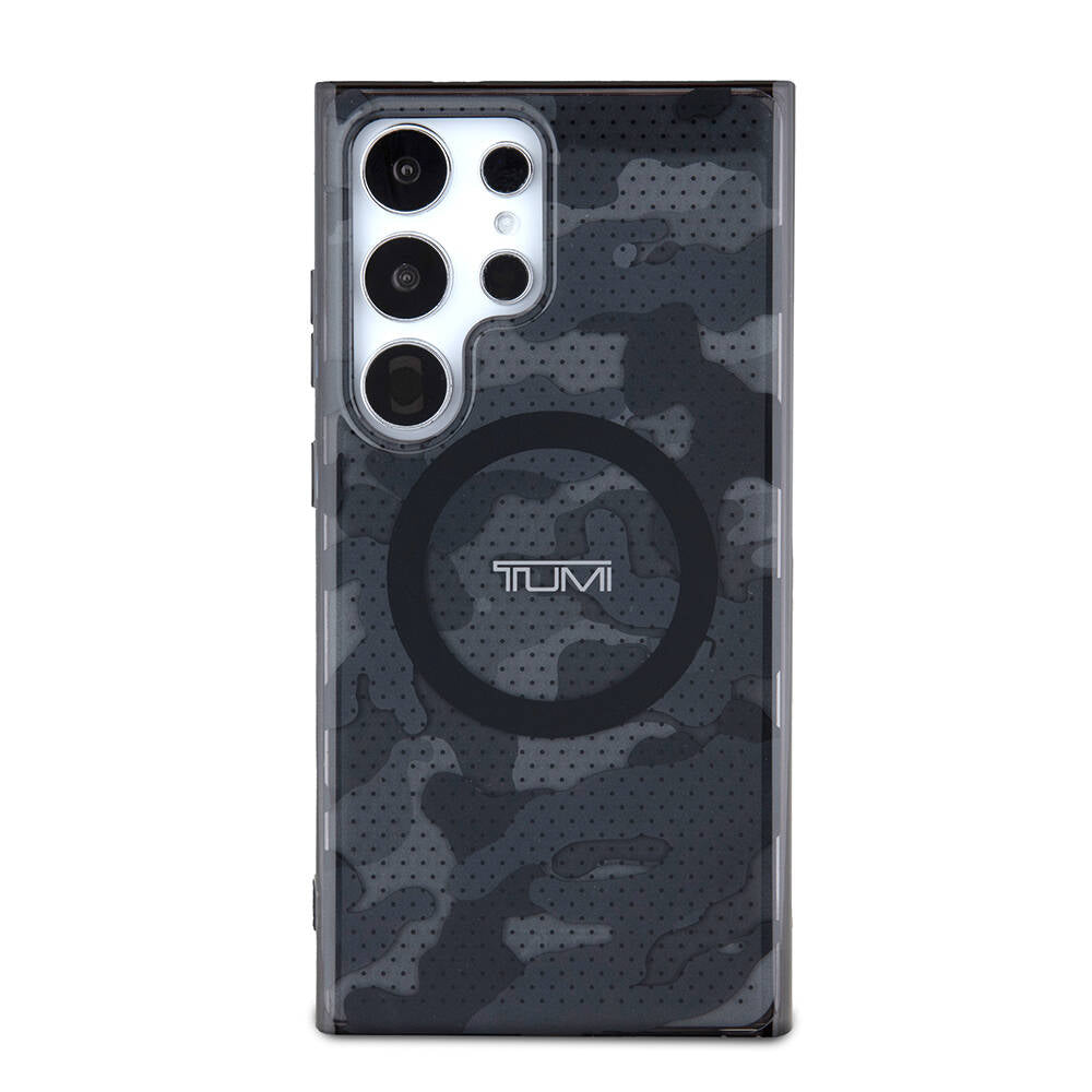 TUMI Galaxy S24 Ultra Orjinal Lisanslı M-safe Şarj Özellikli Buzlanmış Saydam Ağ Kamuflajı Desenli Kılıf