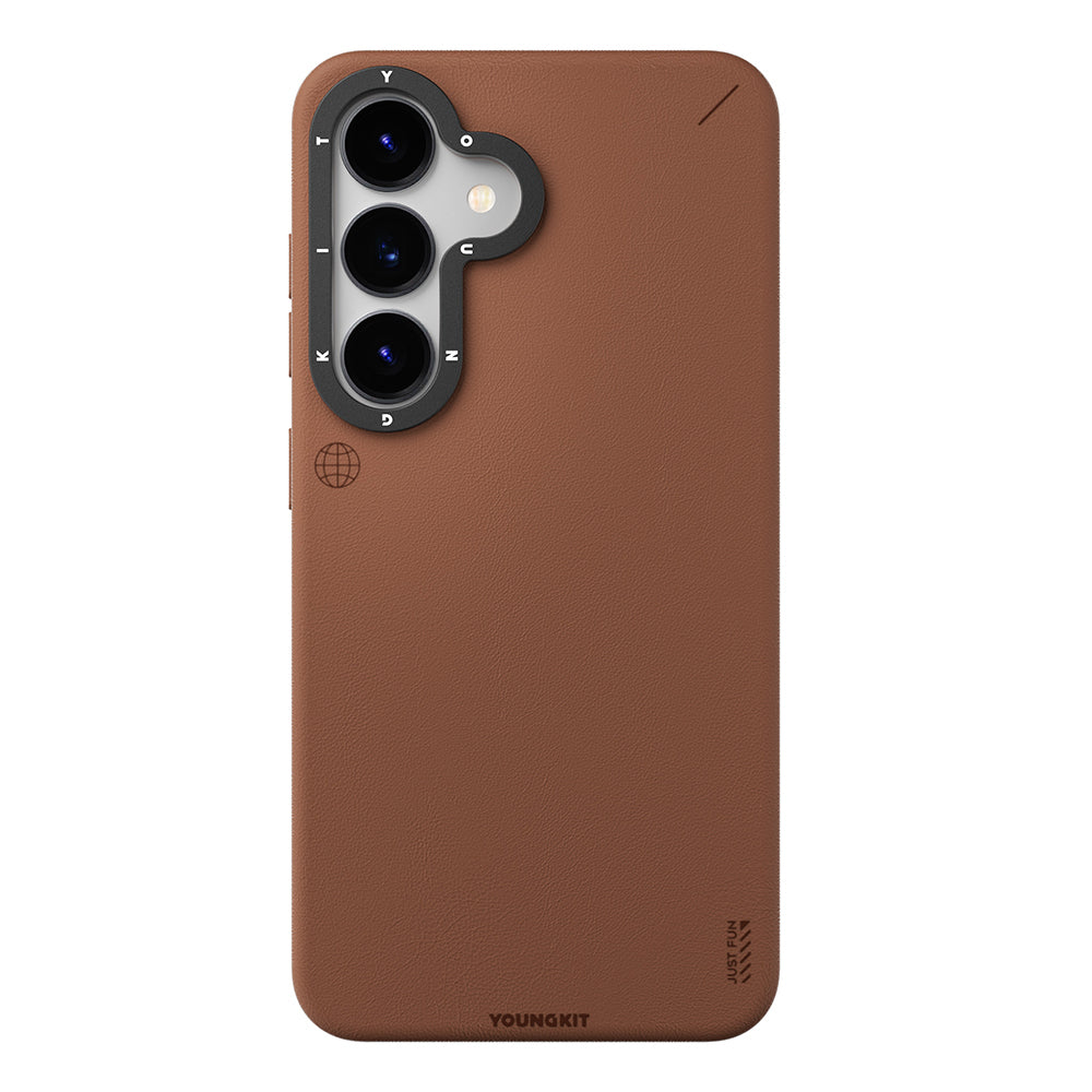 Youngkit Tech Fashion Serisi Galaxy S25 Kılıf Magsafe Mat Deri Desenli Telefon Kılıfı-2