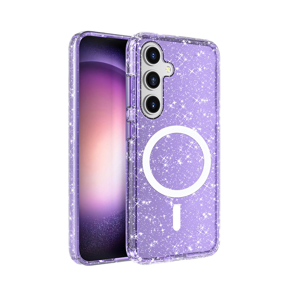 Cepax Allstar Galaxy S25 Magsafe Parlayan Simli Saydam Renkli Telefon Kılıfı-2