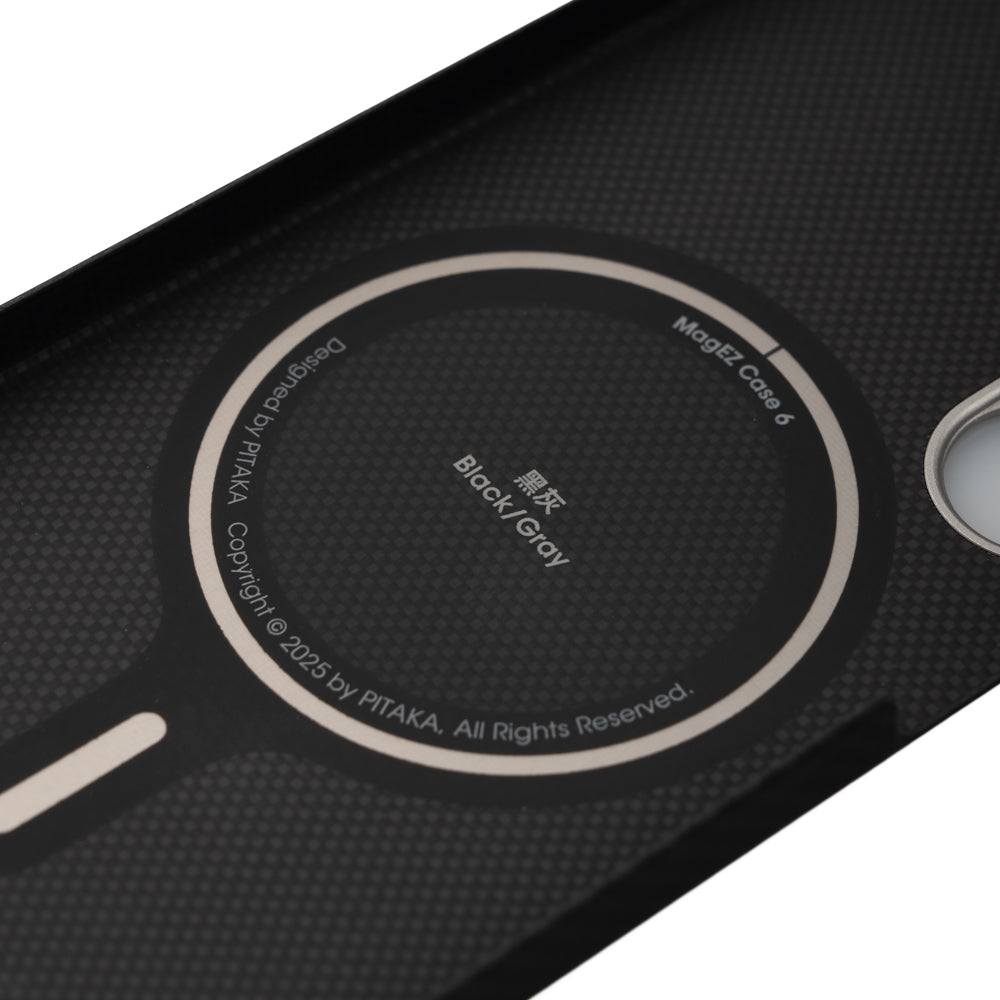 Pitaka Ultra-Slim Classic Serisi Galaxy S25 Plus M-safe Şarj Özellikli 600D Aramid Fiber Black-Grey Twill Kılıf