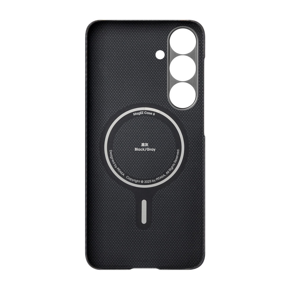 Pitaka Ultra-Slim Classic Serisi Galaxy S25 Plus M-safe Şarj Özellikli 600D Aramid Fiber Black-Grey Twill Kılıf