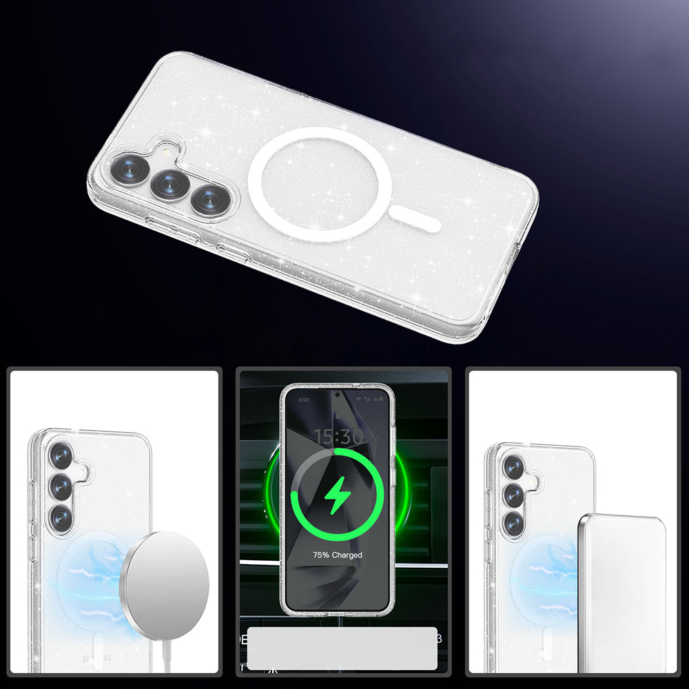 Cepax Allstar Galaxy S25 Plus Magsafe Parlayan Simli Saydam Renkli Telefon Kılıfı-10