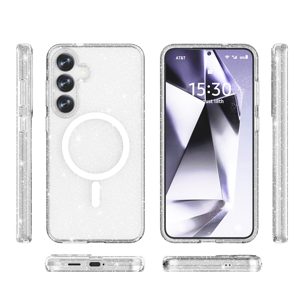 Cepax Allstar Galaxy S25 Plus Magsafe Parlayan Simli Saydam Renkli Telefon Kılıfı-4