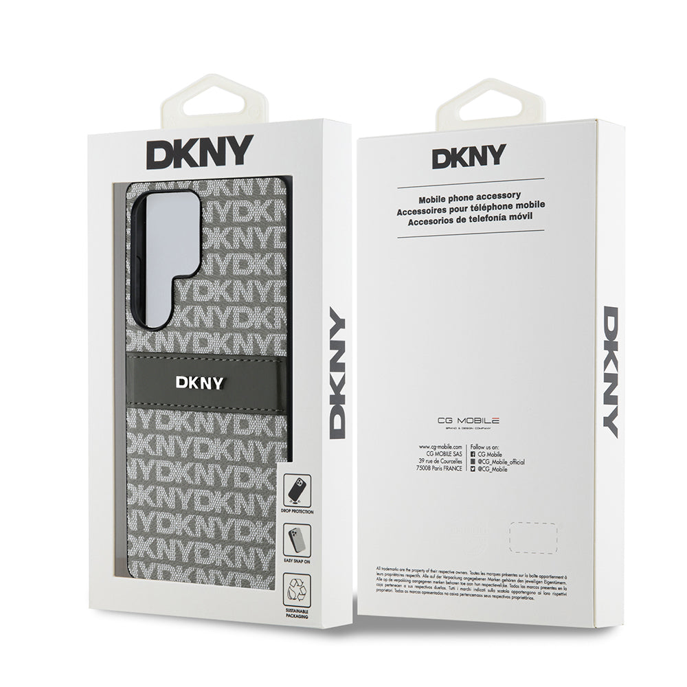 DKNY Galaxy S25 Ultra Kılıf Orjinal Lisanslı Kartlıklı 3D Yazılı Repeat Texture Pattern Kılıf