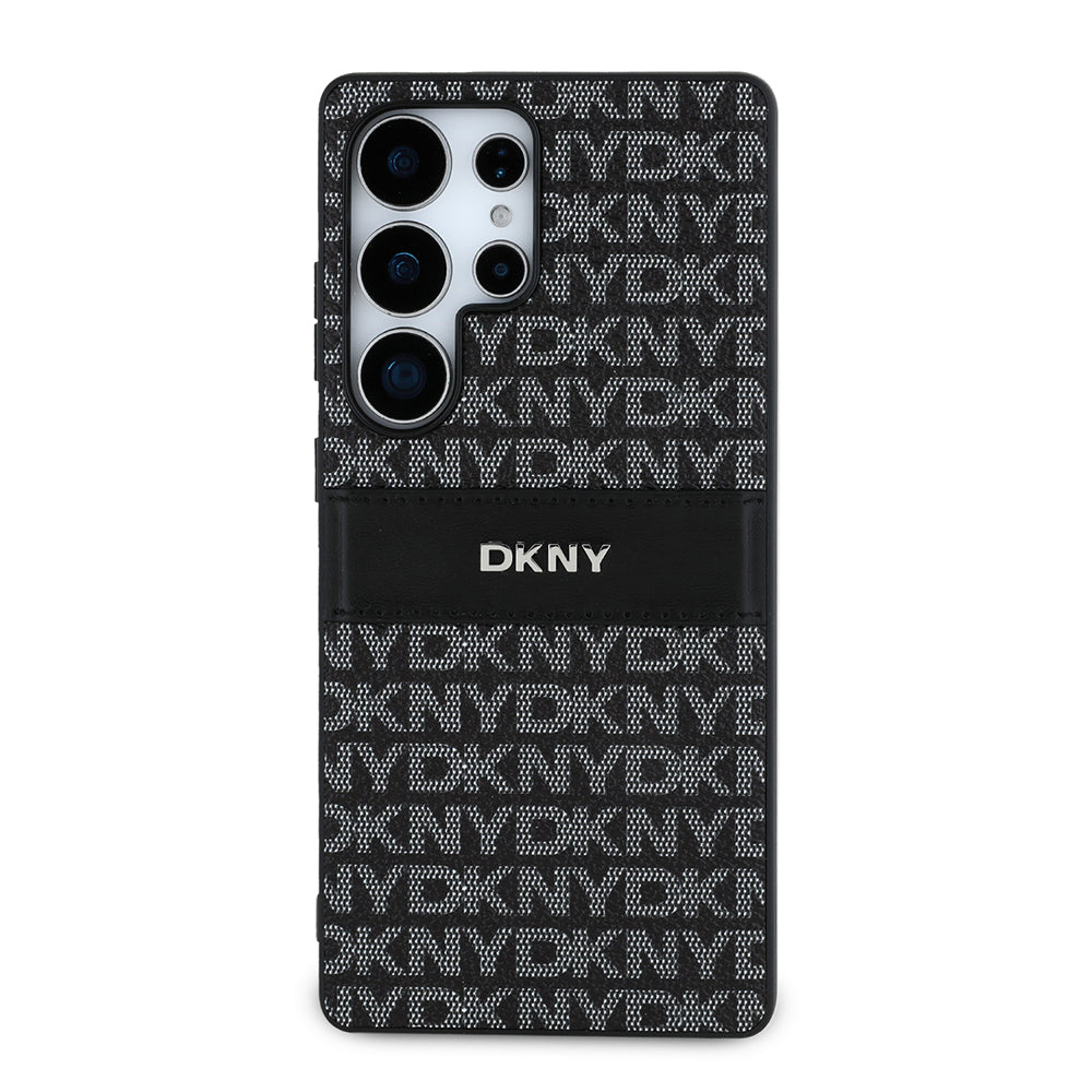 DKNY Galaxy S25 Ultra Kılıf Orjinal Lisanslı Kartlıklı 3D Yazılı Repeat Texture Pattern Kılıf